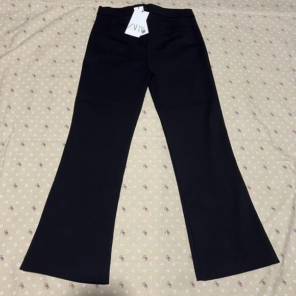 Zara Pants Womens Medium Black Flare Pull On Dress Work Stretch 7385/559/800 - Picture 7 of 7